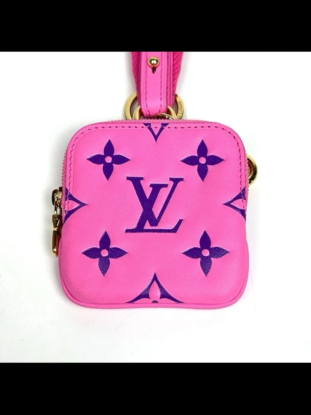 Louis Vuitton Hot Pink Monogram Square Coin purse with Strap